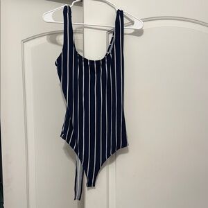 Iris Navy and White Striped Bodysuit